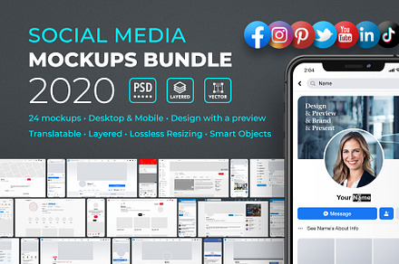 Social Media Mockups Bundle 2020