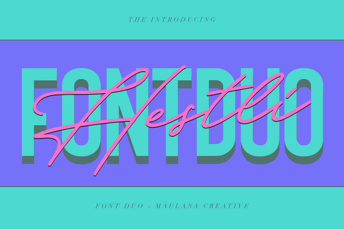 Hestli Font Duo, a Script Font by Maulana Creative (Photo 1 of 8)