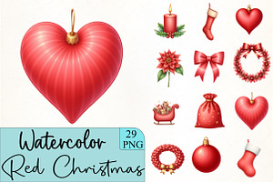 Red Christmas Clipart, an Illustration by CrexoraLab
