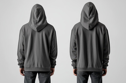 Two individuals wear identical grey, a Photo by Tanuart