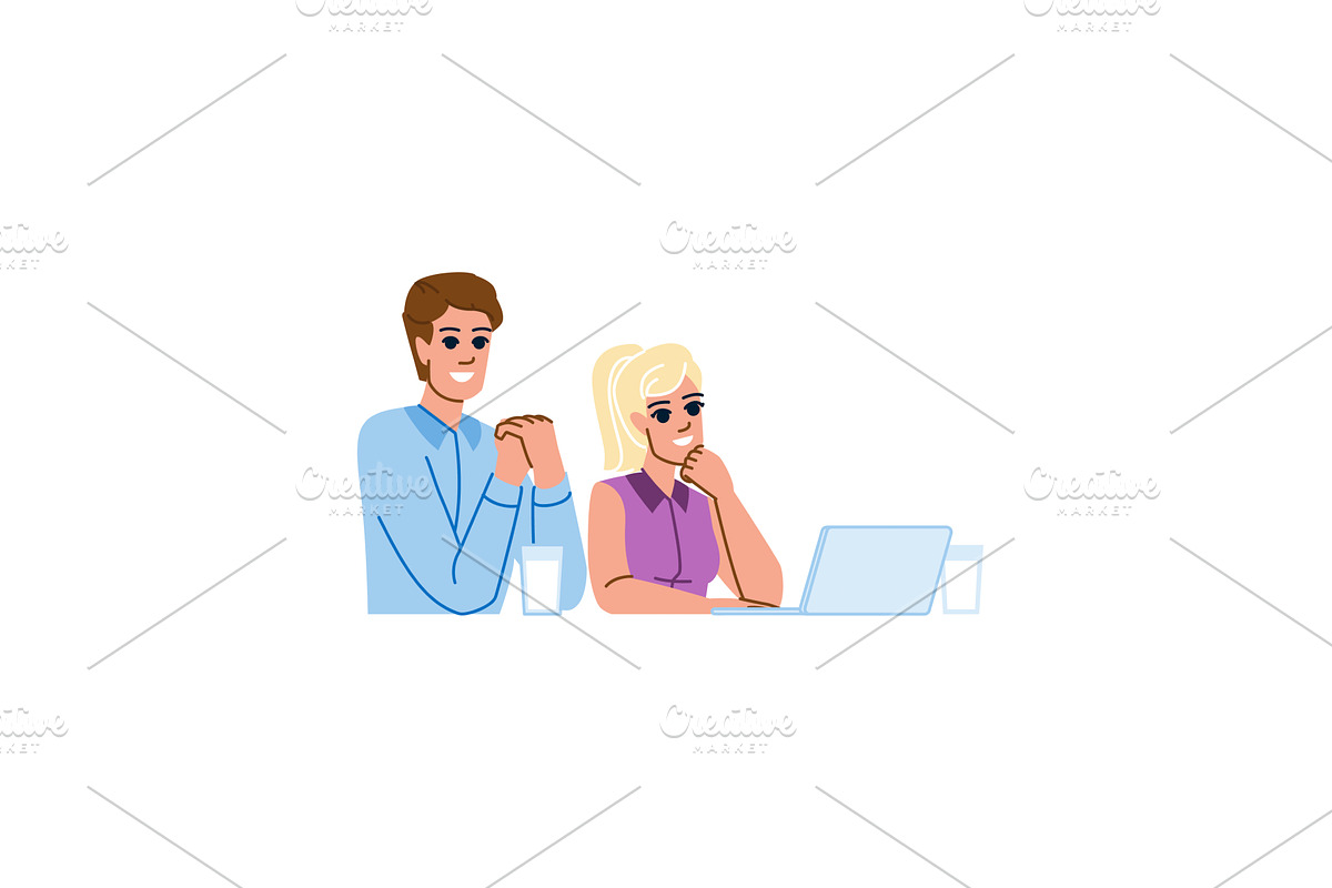 Business colleagues collaborating on, a Person Illustration by pikepicture