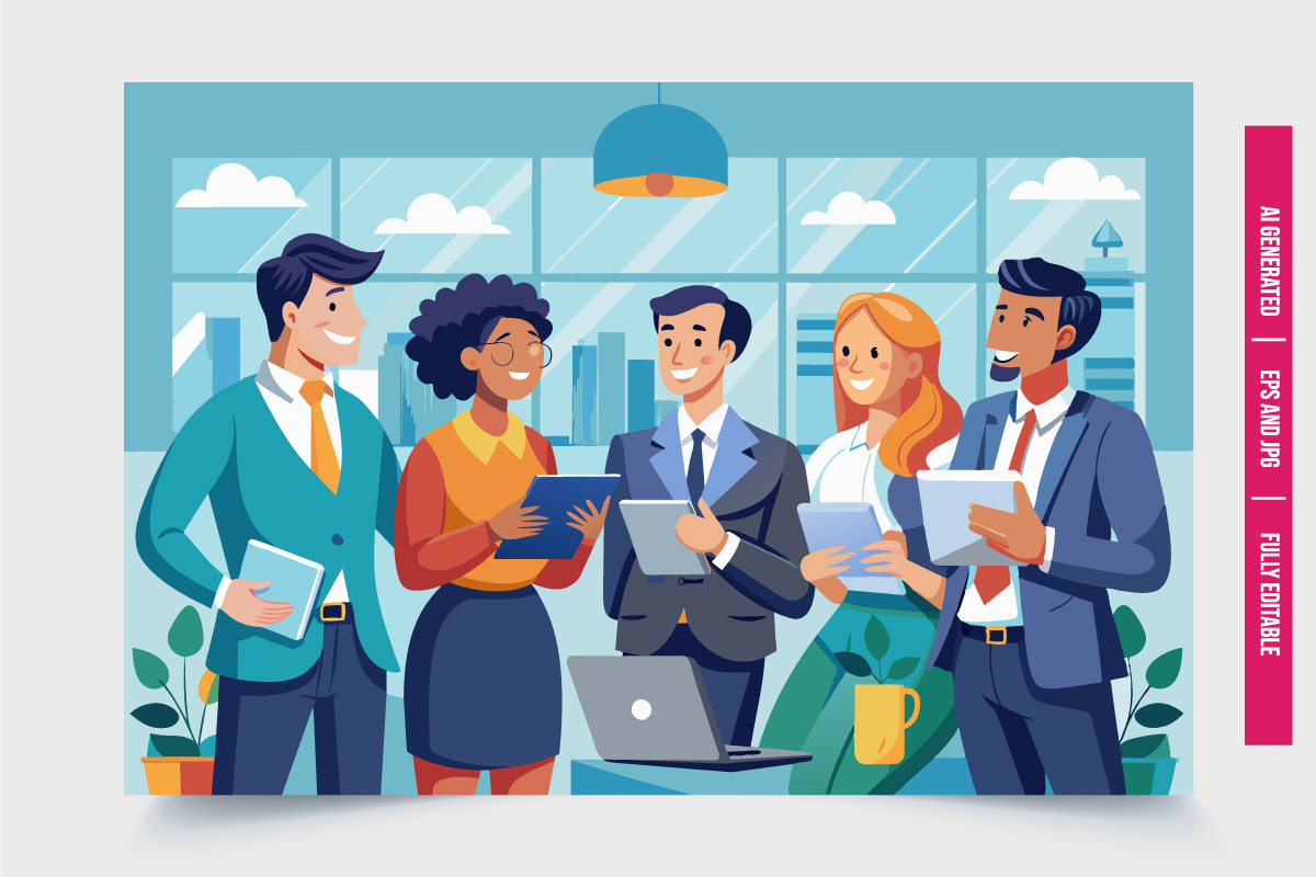 Professionals Collaborating, a Finance Illustration by Tanuart (Photo 3 of 3)