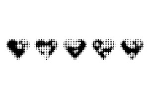 Halftone hearts set isolated on, an Illustration by art PVP - market
