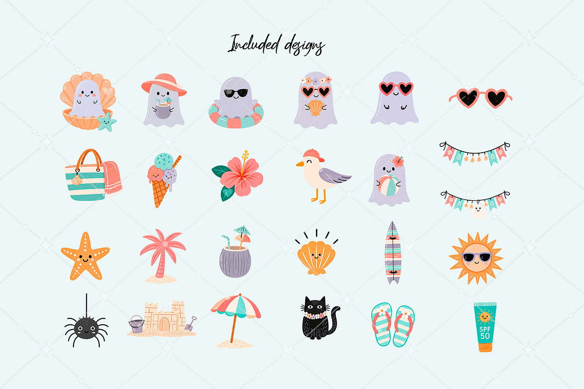 Spooky Beach Days Ghost Clipart, a Seasonal Illustration by TumblerArtDS (Photo 2 of 3)