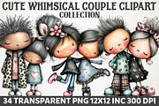 Cute Whimsical Couple Clipart Set, a Person Illustration by RobertsArt (Thumbnail 1 of 7)