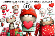 watercolor cute valentines kittens c, an Illustration by CreationArt (Thumbnail 1 of 6)