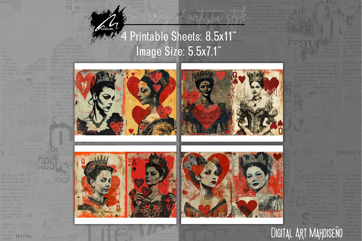 Whimsical Queen Playing Card Pages, a Person Illustration by Digital Art Mahdiseño (Photo 4 of 10)