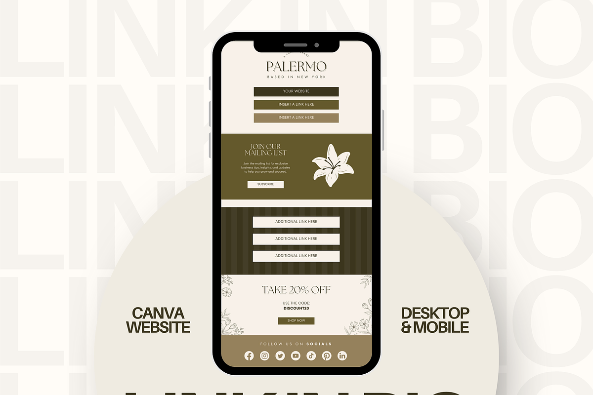 Canva Link in Bio Template, a Landing Page Template by Branding Babe Co. (Photo 1 of 5)
