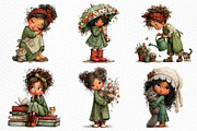 Whimsical Girl with Cat Clipart, a Seasonal Illustration by Craft Nest (Thumbnail 5 of 6)