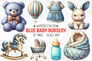 Dusty Blue Beige Baby Nursery PNG, an Illustration by RobertsArt (Thumbnail 1 of 8)