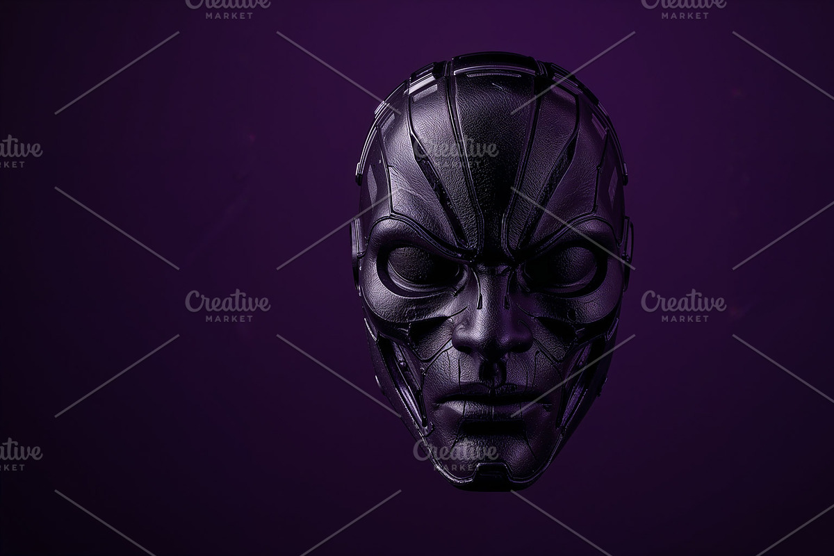 Floating futuristic metallic mask, an Illustration by wavebreak