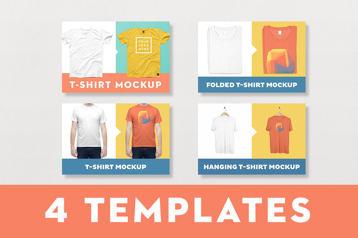 T-shirt Mockup Bundle – 4 Templates, a Shirt Mockup by w/studio