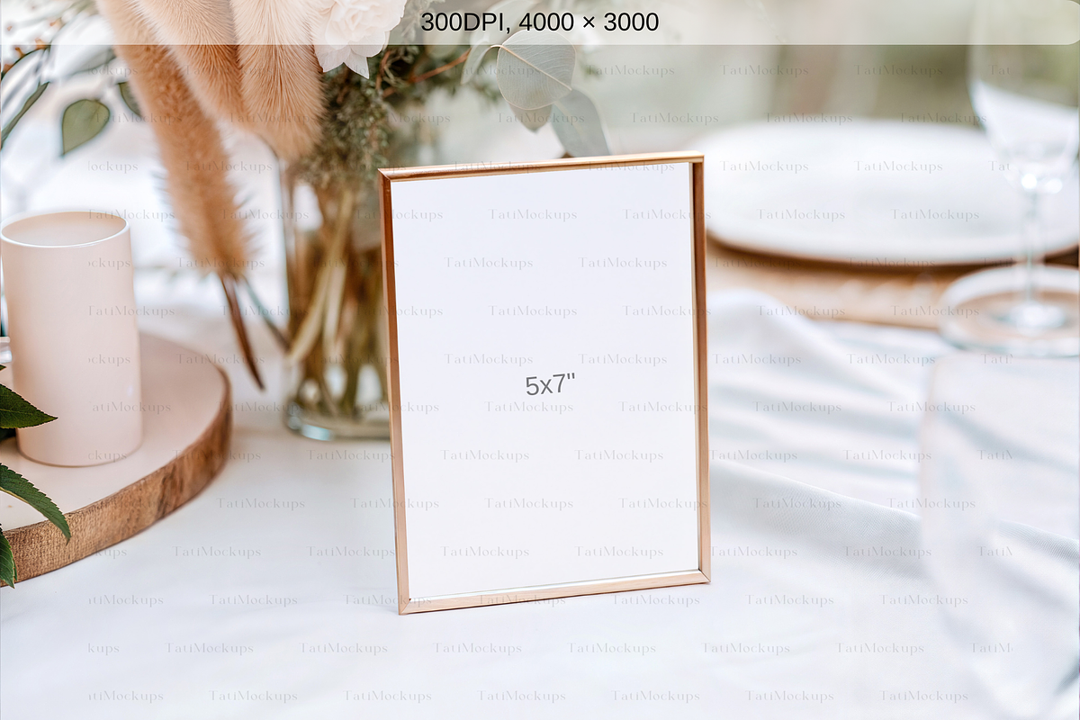 Gold Frame 5x7 Table Sign Mockup, a Product Mockup by TatiMockup (Photo 2 of 4)