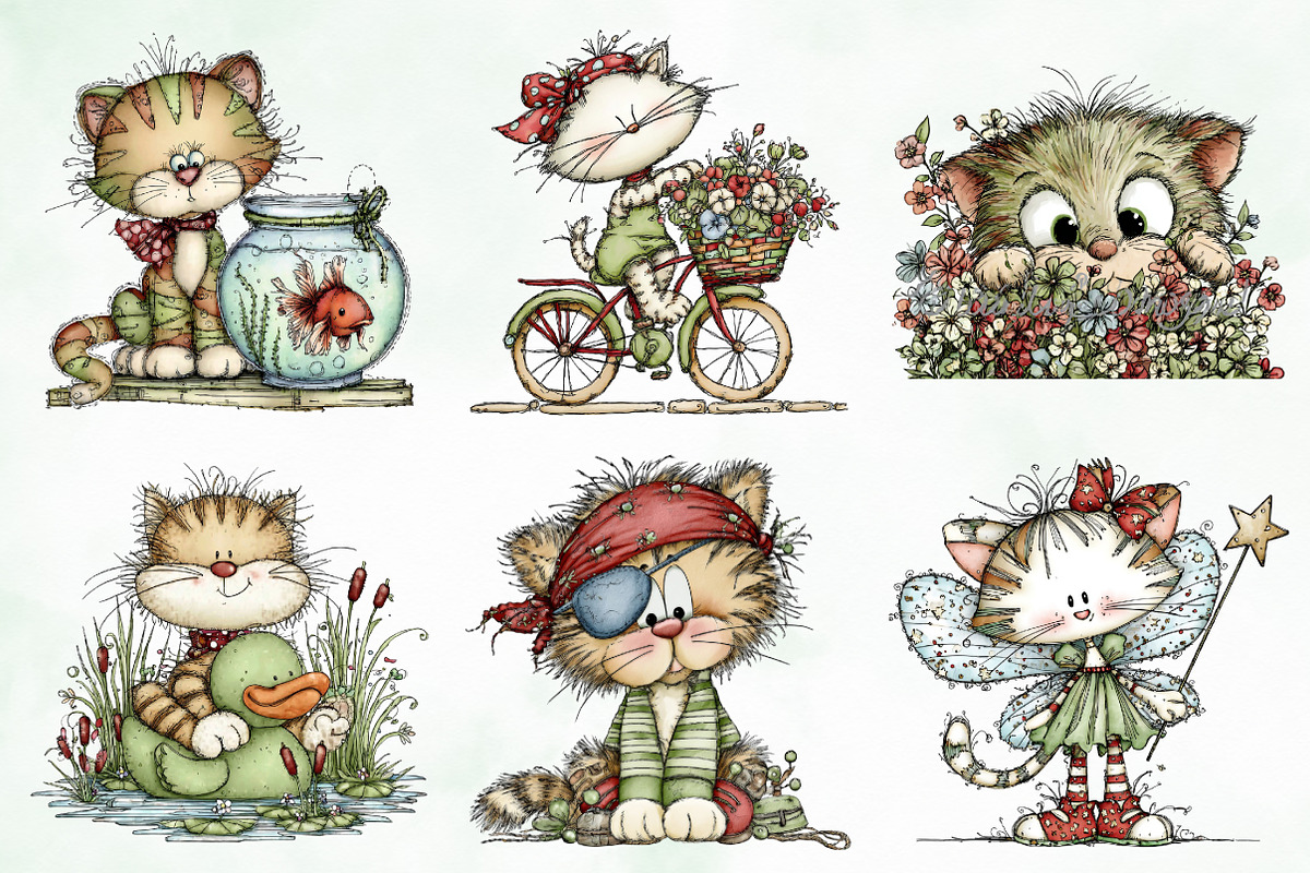 Whimsical Christmas Fluffy Cats PNG, an Illustration by Creative Art (Photo 6 of 12)
