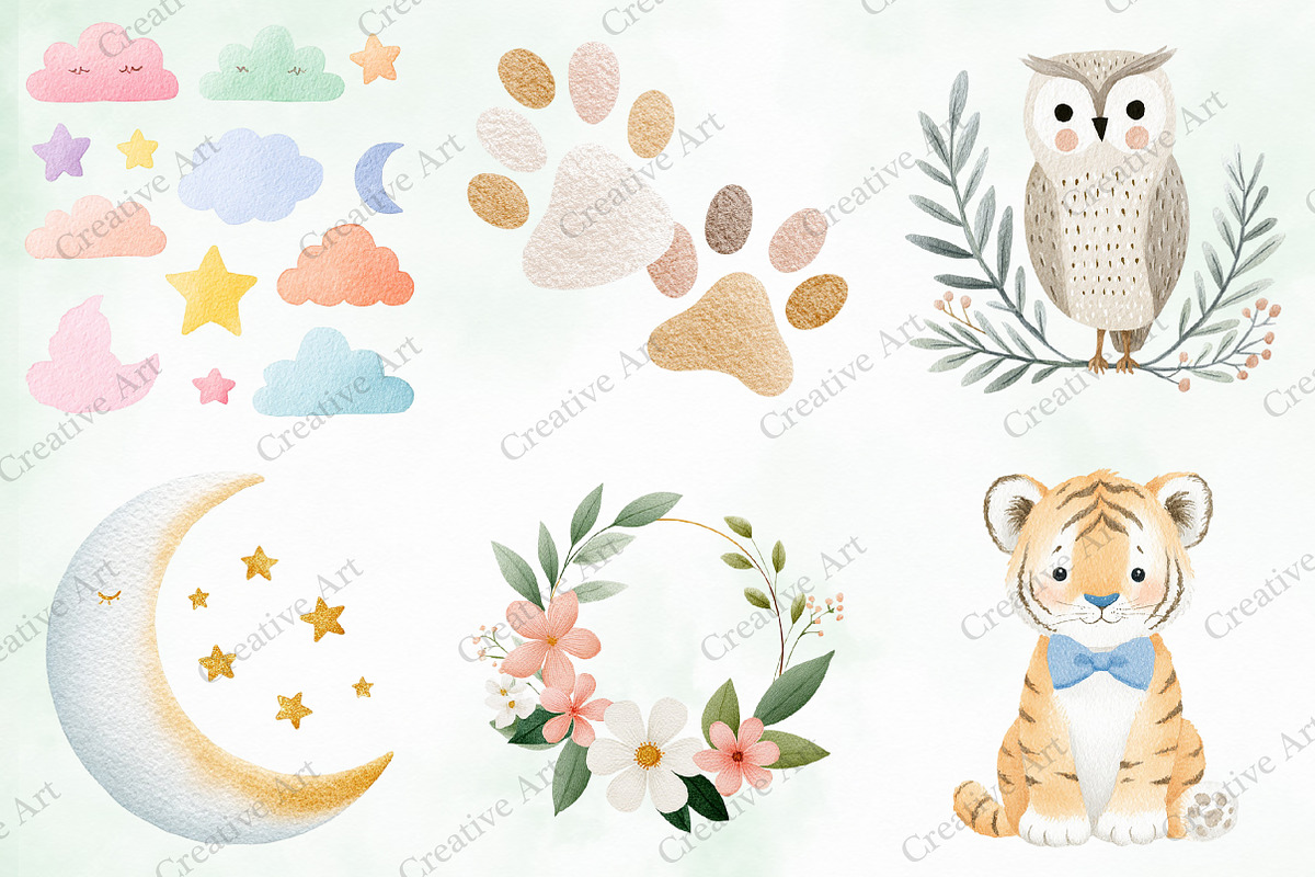 Boho Animal Portraits Watercolor Png, an Illustration by Creative Art (Photo 5 of 10)