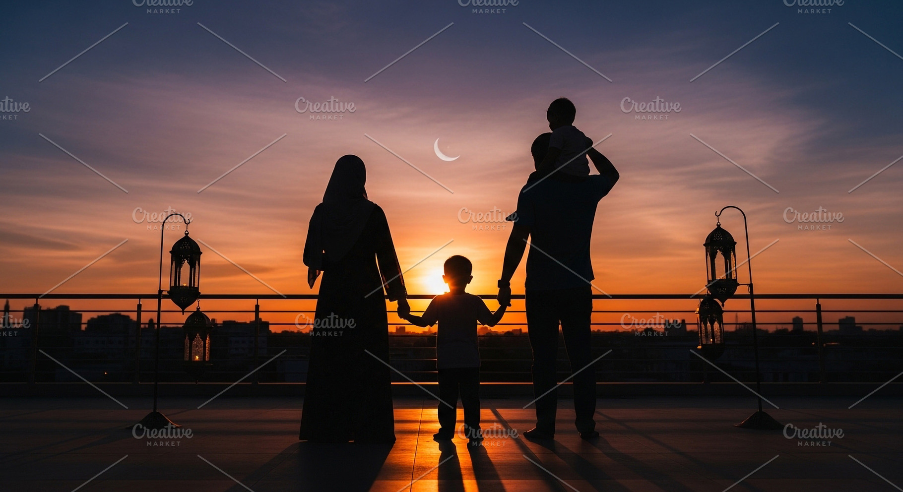 A family holding hands at sunset, a Person Photo by zahidhossainalif