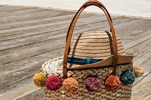 Summer Straw Bag At The Beach