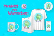 Cartoon little Dino. Tshirt, PNG., an Animal Illustration by KENO Mascots (Thumbnail 4 of 4)