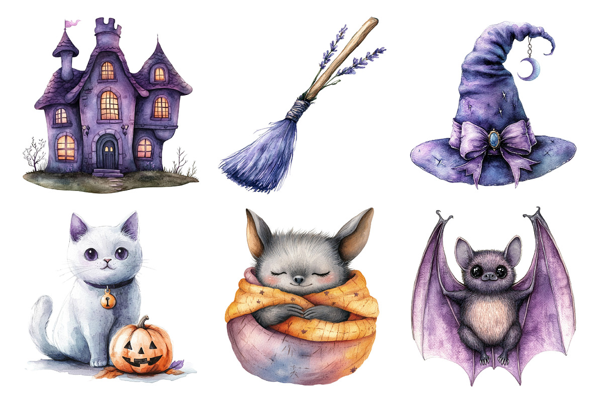 Pastel Purple Halloween Clipart, an Illustration by Daily.Designs (Photo 2 of 5)