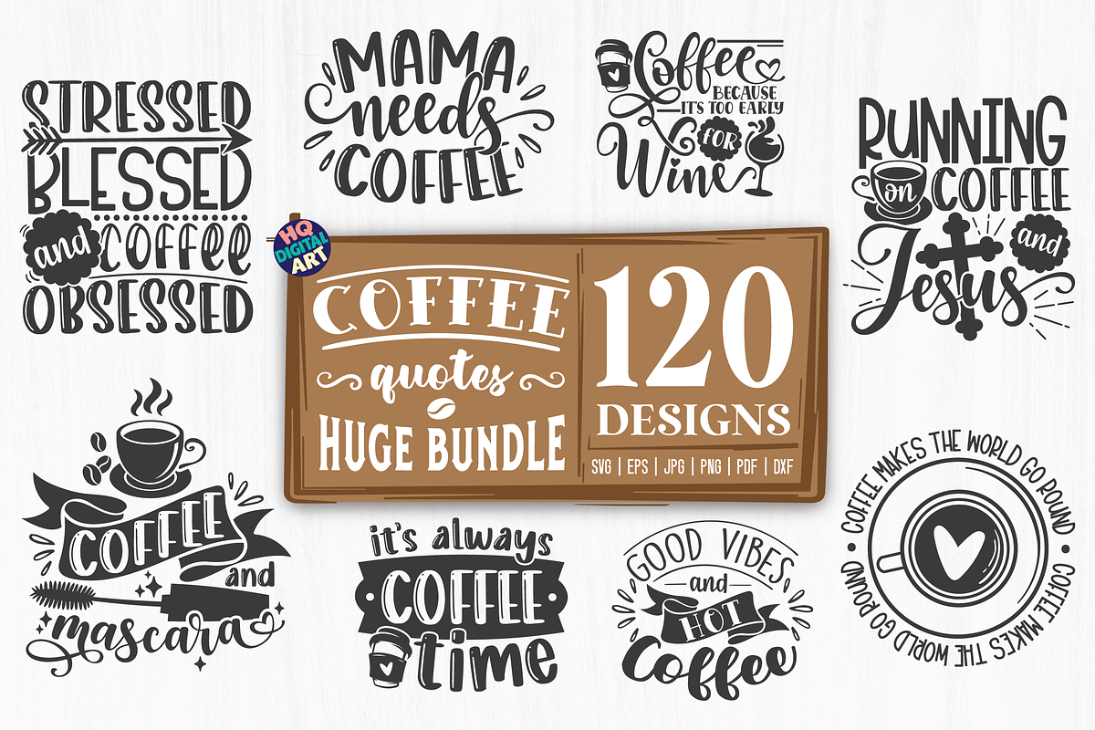 Huge Coffee SVG Bundle, a Food Illustration by HQDigitalArt (Photo 4 of 15)