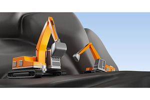 Quarry mining with heavy industrial, a Technology Illustration by Marozhkastudio