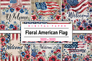 Floral American Flag, a Background Graphic by Printable Treasure (Thumbnail 1 of 7)