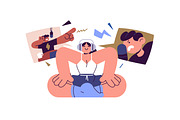 Listening to audio podcast concept, a Person Illustration by PaperTrident (Thumbnail 3 of 7)