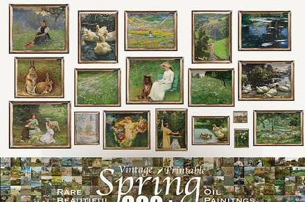 800+ Spring Season Oil Paintings, a Background Graphic by Lilithcollageart