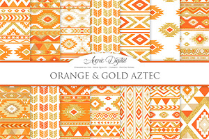 Orange & Gold Boho Seamless Patterns