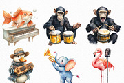 Funny Musical Animals Clipart, an Illustration by Craft Nest (Thumbnail 4 of 6)