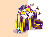 Cute Cat On A Pile Of Treasure, a Finance Illustration by Artstorystudio (Thumbnail 2 of 3)