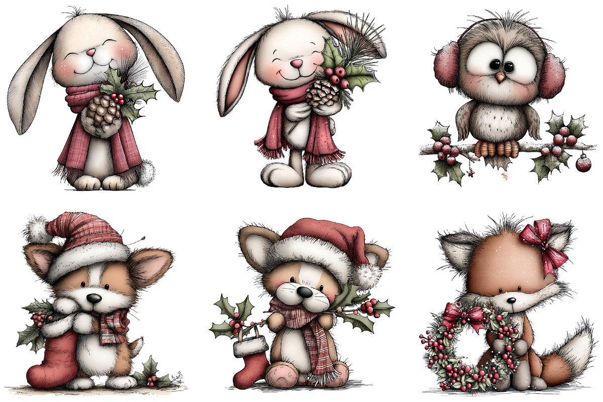 Whimsical Christmas Girls Clipart, an Illustration by DreamArtGraphic (Photo 4 of 5)