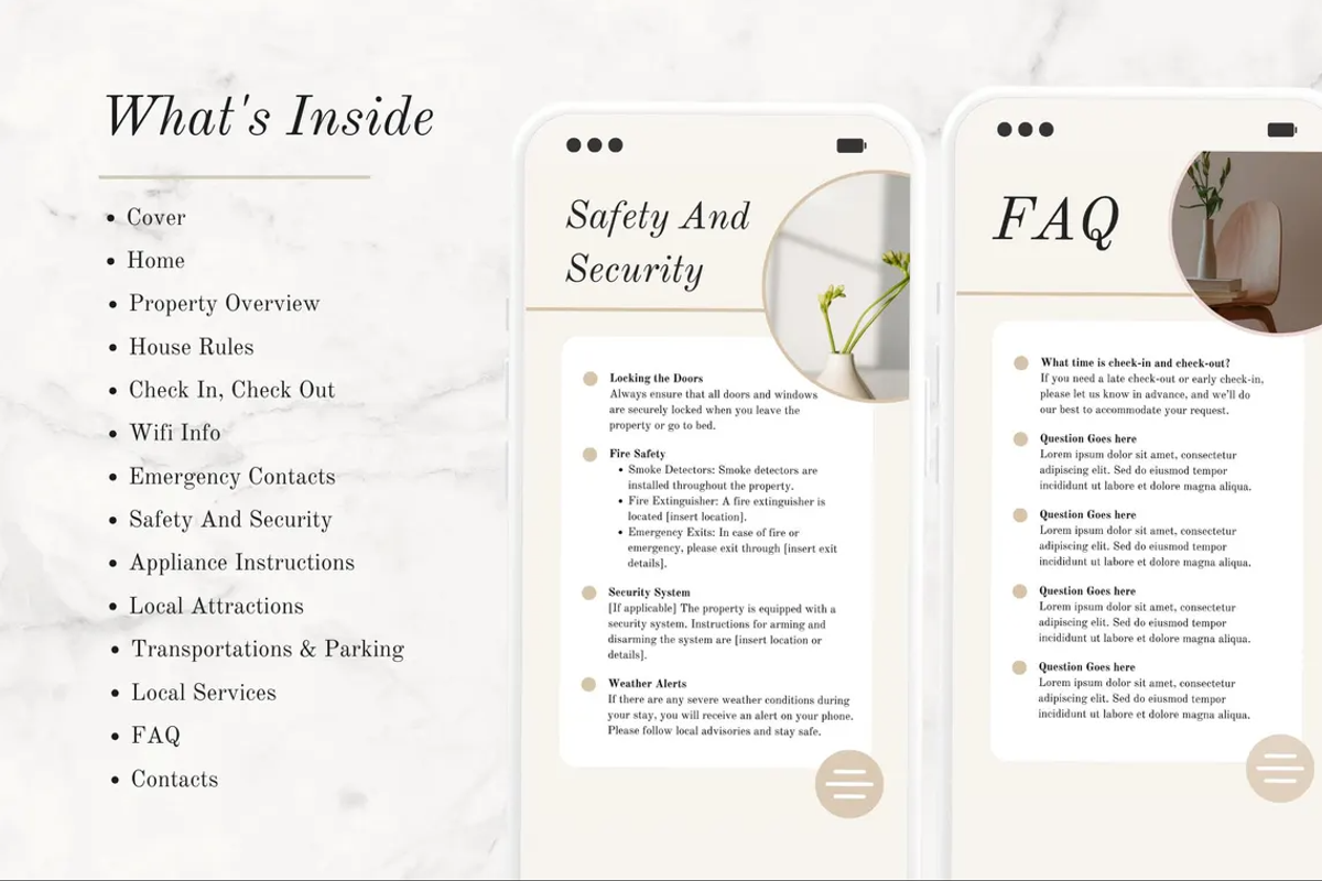 Digital Airbnb Welcome Guide, a Websites & App Template by PittaFinePrint (Photo 4 of 6)