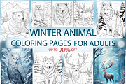 Winter Animal Coloring Pages, an Animal Illustration by Design Station (Thumbnail 1 of 4)