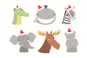 Cute animals Christmas set, an Animal Illustration by sceptical cactus