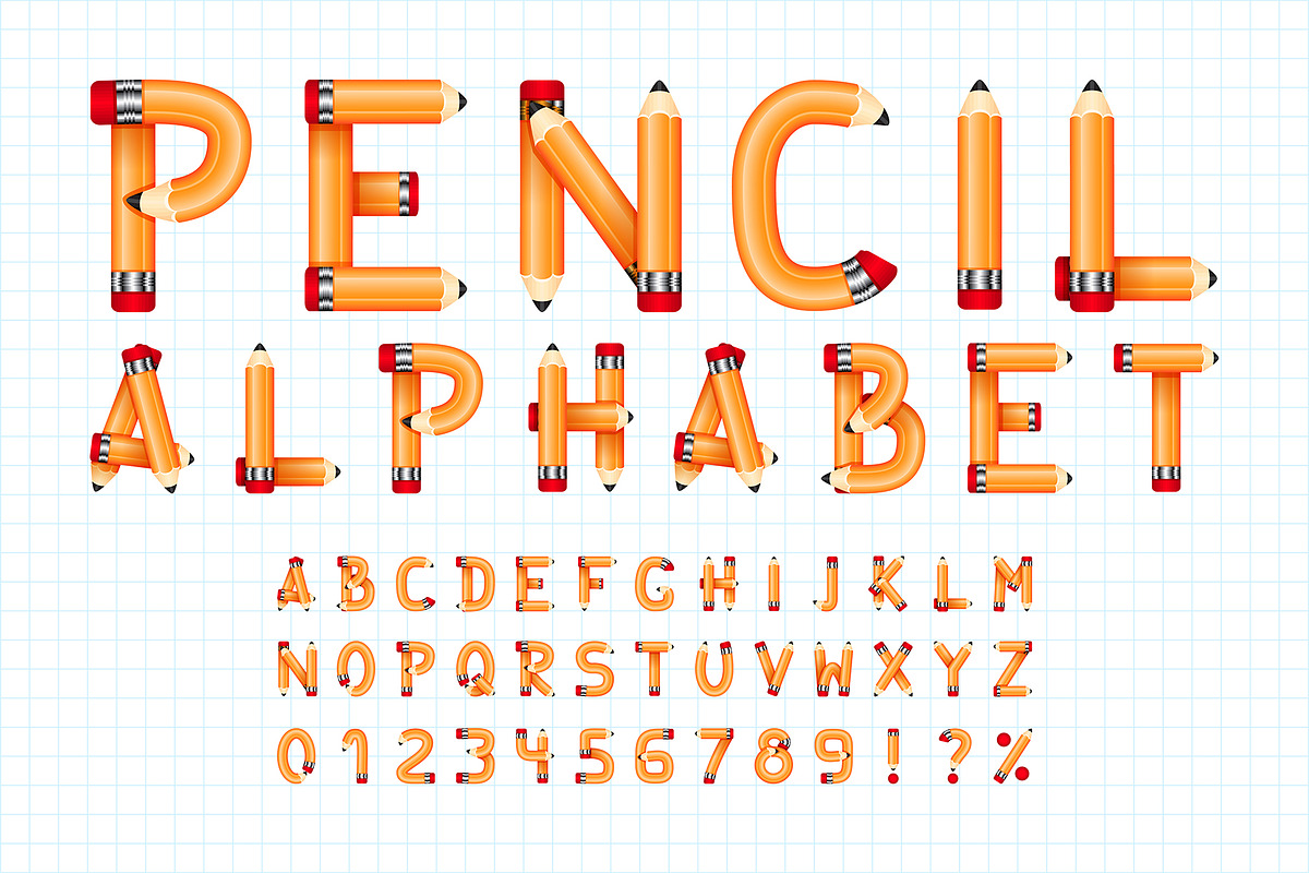 Pencil Alphabet Font, a Graphic by Pro_Vector