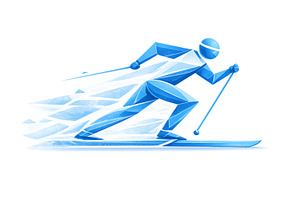 Winter sport competition skier illus, an Illustration by Dvoevnore photos