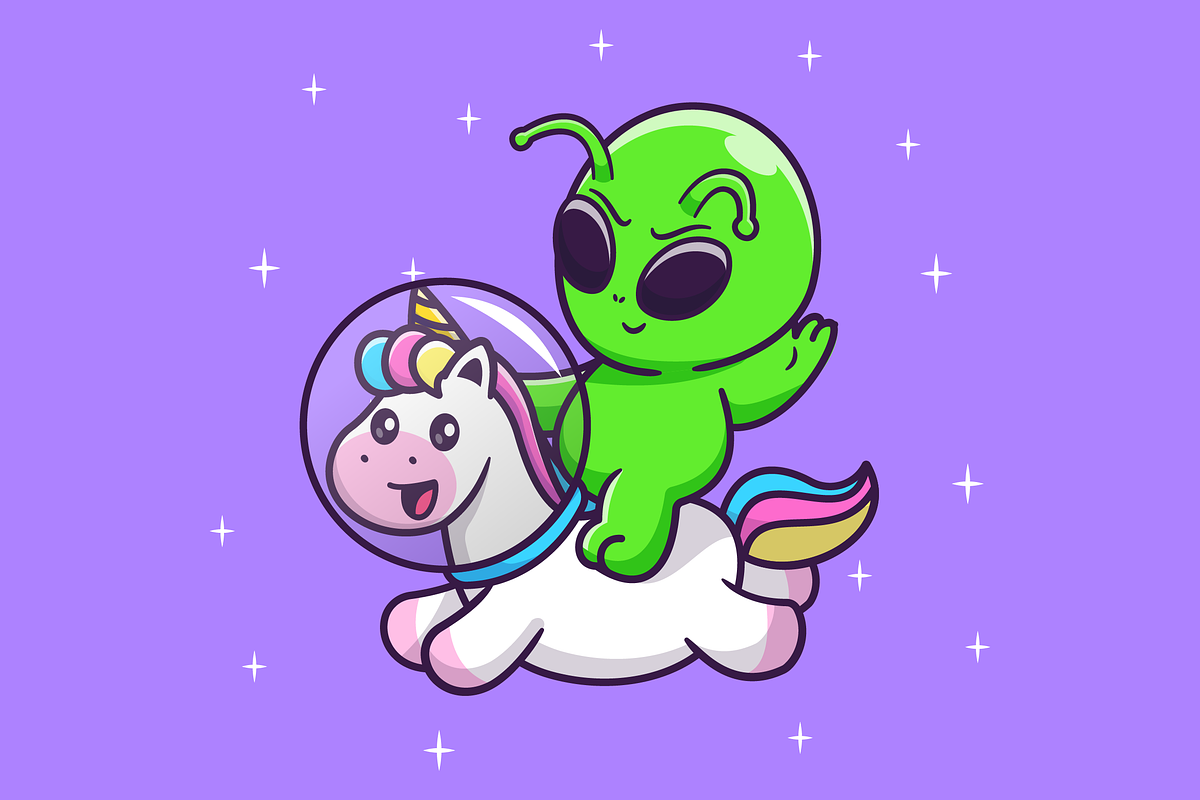 Cute Alien Riding Unicorn Astronaut, an Animal Illustration by Catalyst Labs (Photo 2 of 3)