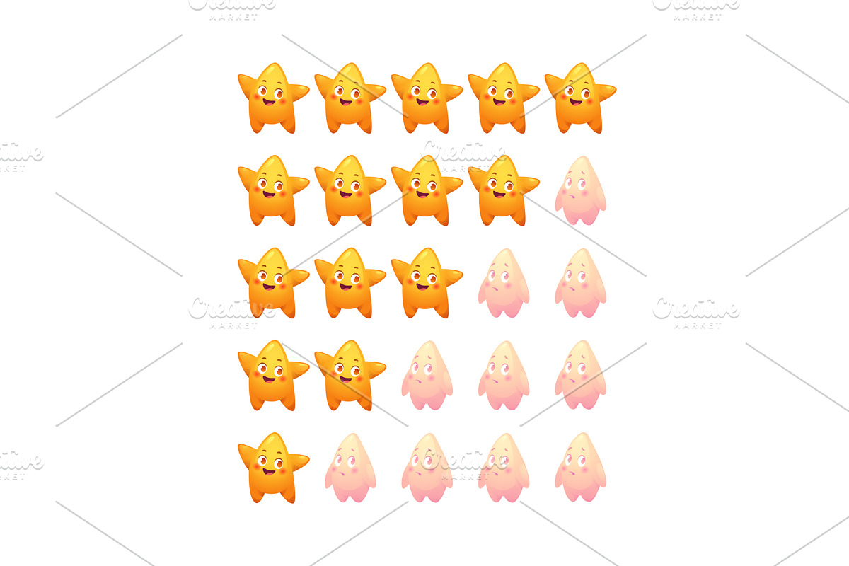 Rating stars. five stars with happy, an Illustration by Onyx