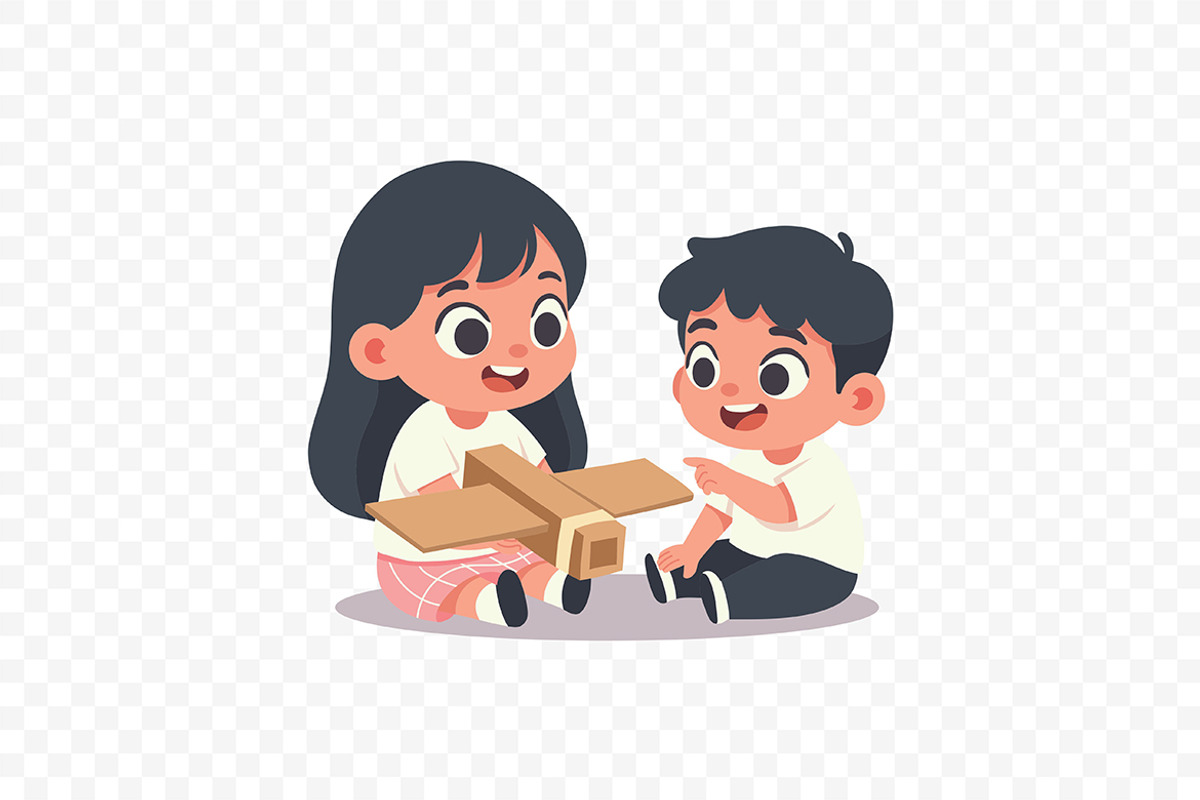 Kids Playing Cardboard Airplane, a Person Illustration by Partikusi Design (Photo 3 of 3)