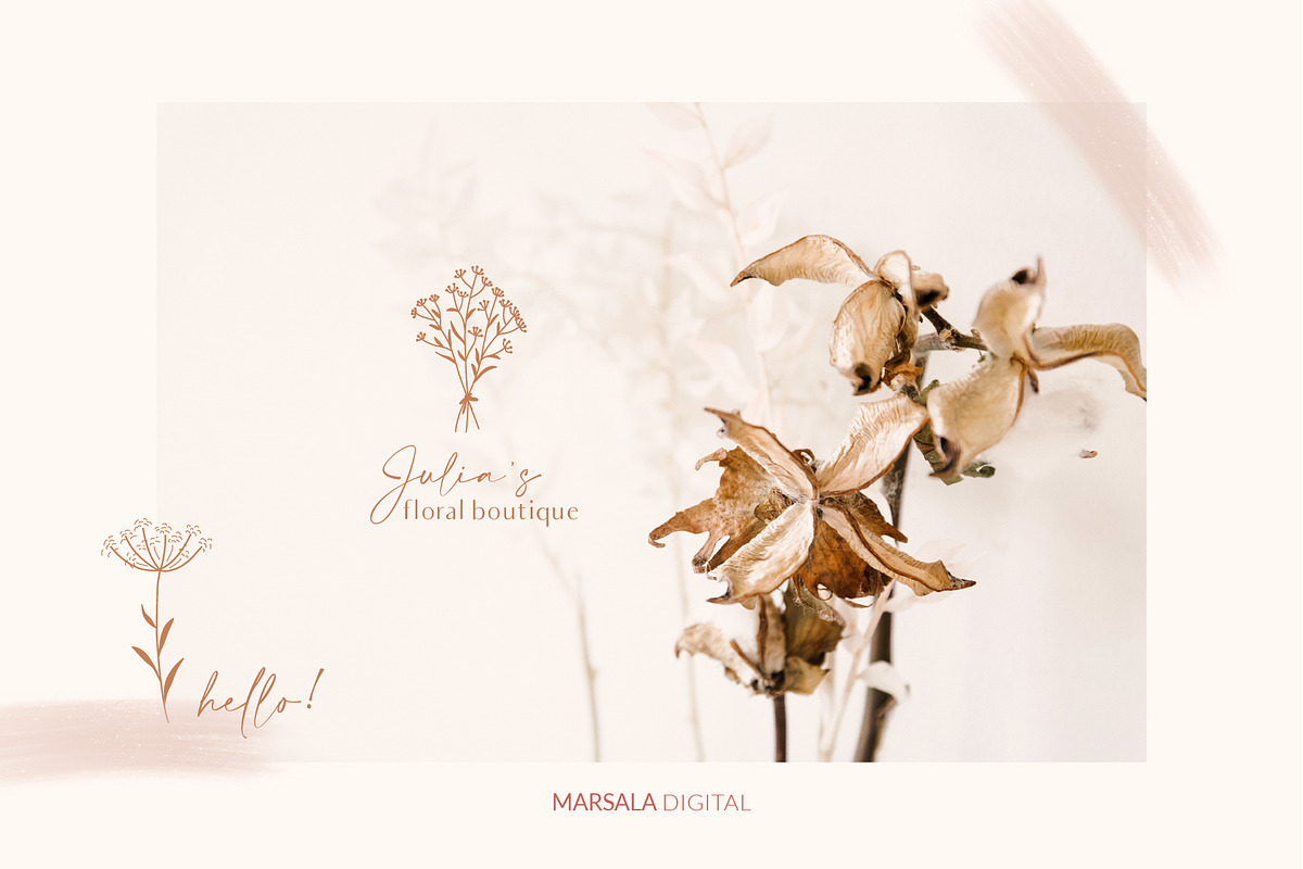 Floral Line Drawings Logo Elements, an Illustration by Kaya Fonts (Photo 7 of 10)