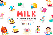 Milk Cartoon Sticker Pack, an Emoji Icon by Vectors Market (Thumbnail 1 of 6)