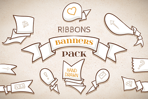 Set of ribbons banners