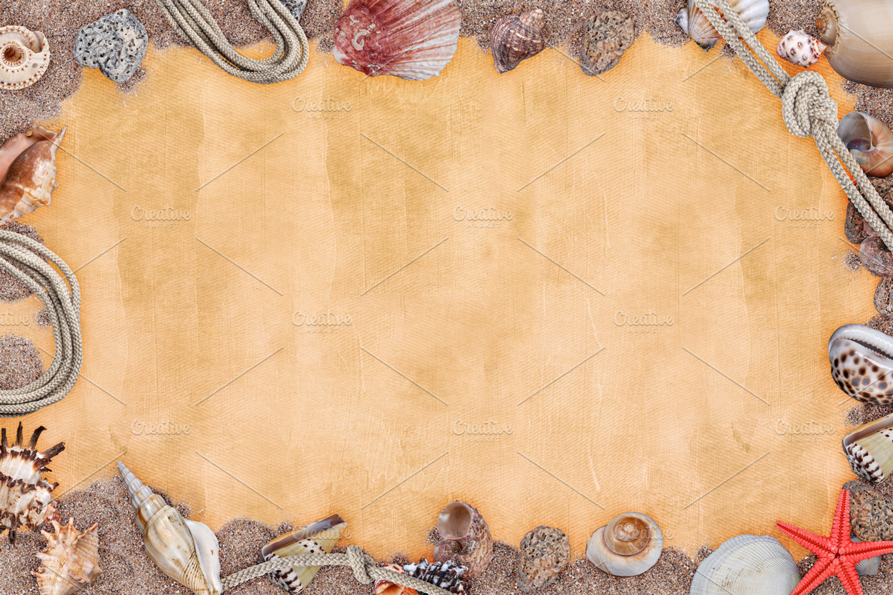 Summer background featuring sand, beach, and border