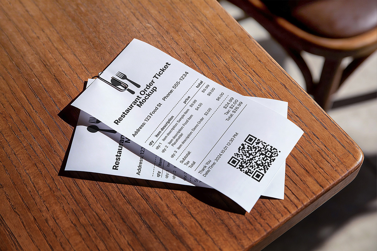 Restaurant Order Ticket Mockup, a Product Mockup by Pitchlook.Studio