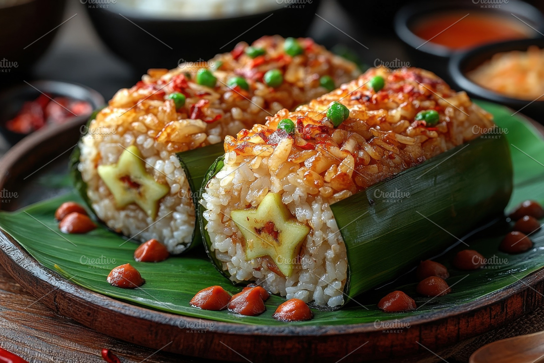 Delicious rice rolls wrapped in bana, a Photo by Tanuart