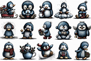 Christmas Ice Blue Penguin Clipart, an Illustration by Libby Wishes (Thumbnail 2 of 7)