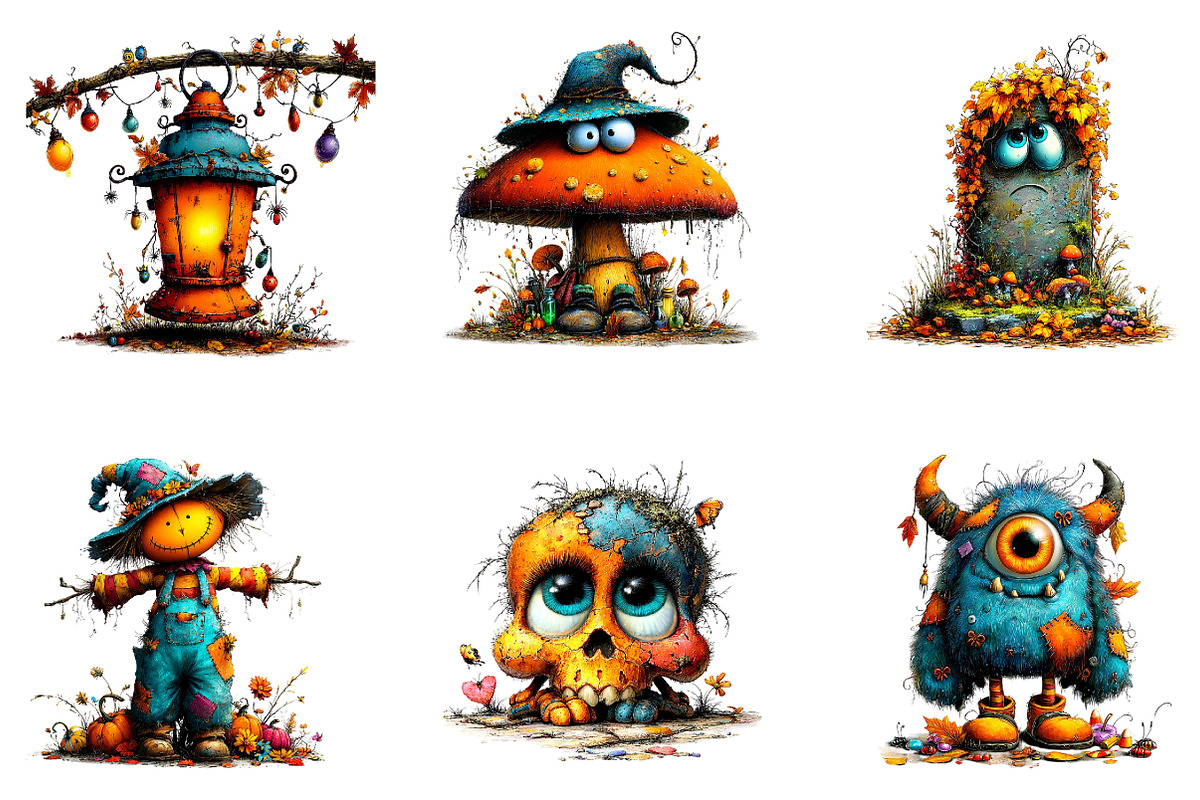Whimsical Halloween Clipart, a Seasonal Illustration by CreationArt (Photo 2 of 5)