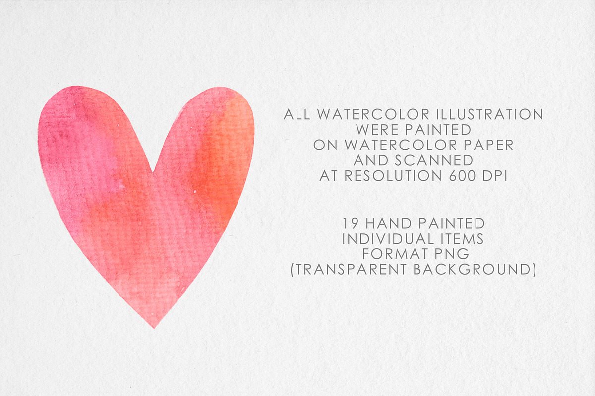 Watercolor Hearts Clipart PNG, a Decorative Illustration by MilanaDesignShop (Photo 3 of 3)