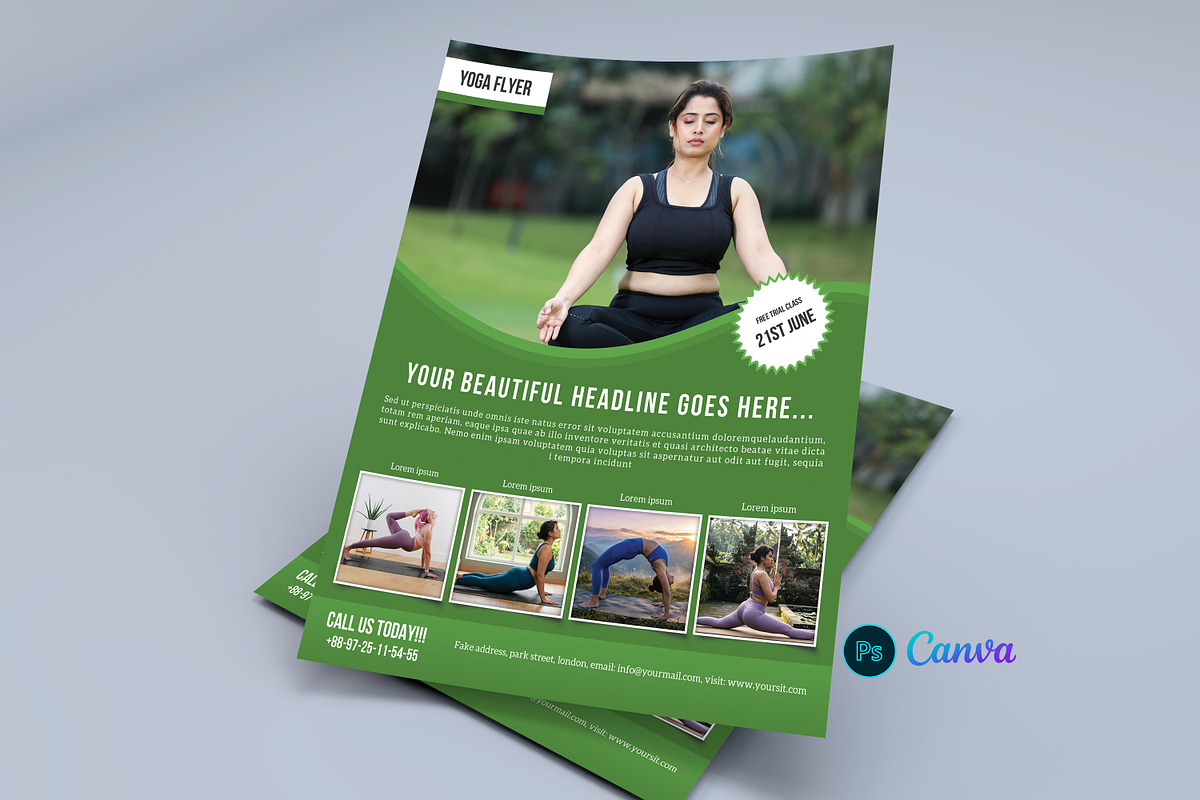 Yoga Flyer Template, a Flyer Template by retrographix (Photo 1 of 4)